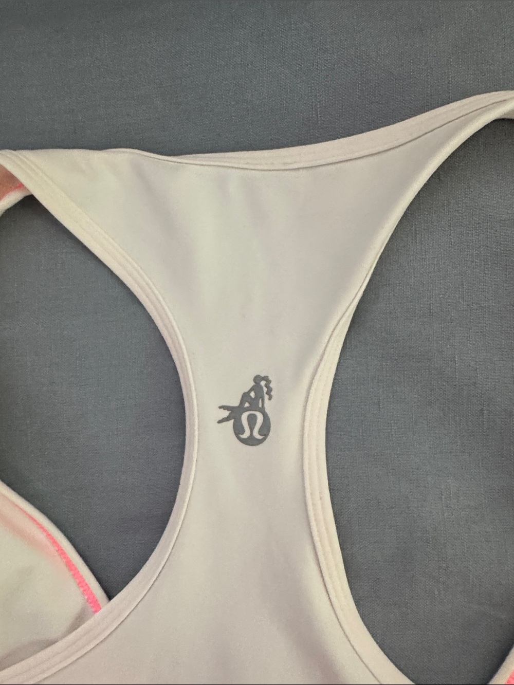 Lululemon SeaWheeze 1/2 Marathon Pale Pink Racerback Tank with Neon Coral Trim - Picture 5 of 5